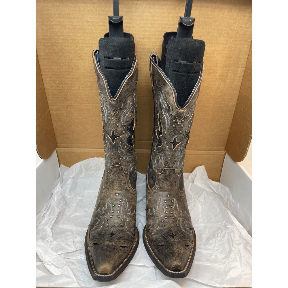 Laredo Lucretia studded snake snip toe dress cowboy western boots woman's 11M